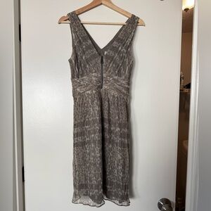 Burberry London Leopard & Plaid Beige 100% Silk A-Line Sleeveless Dress